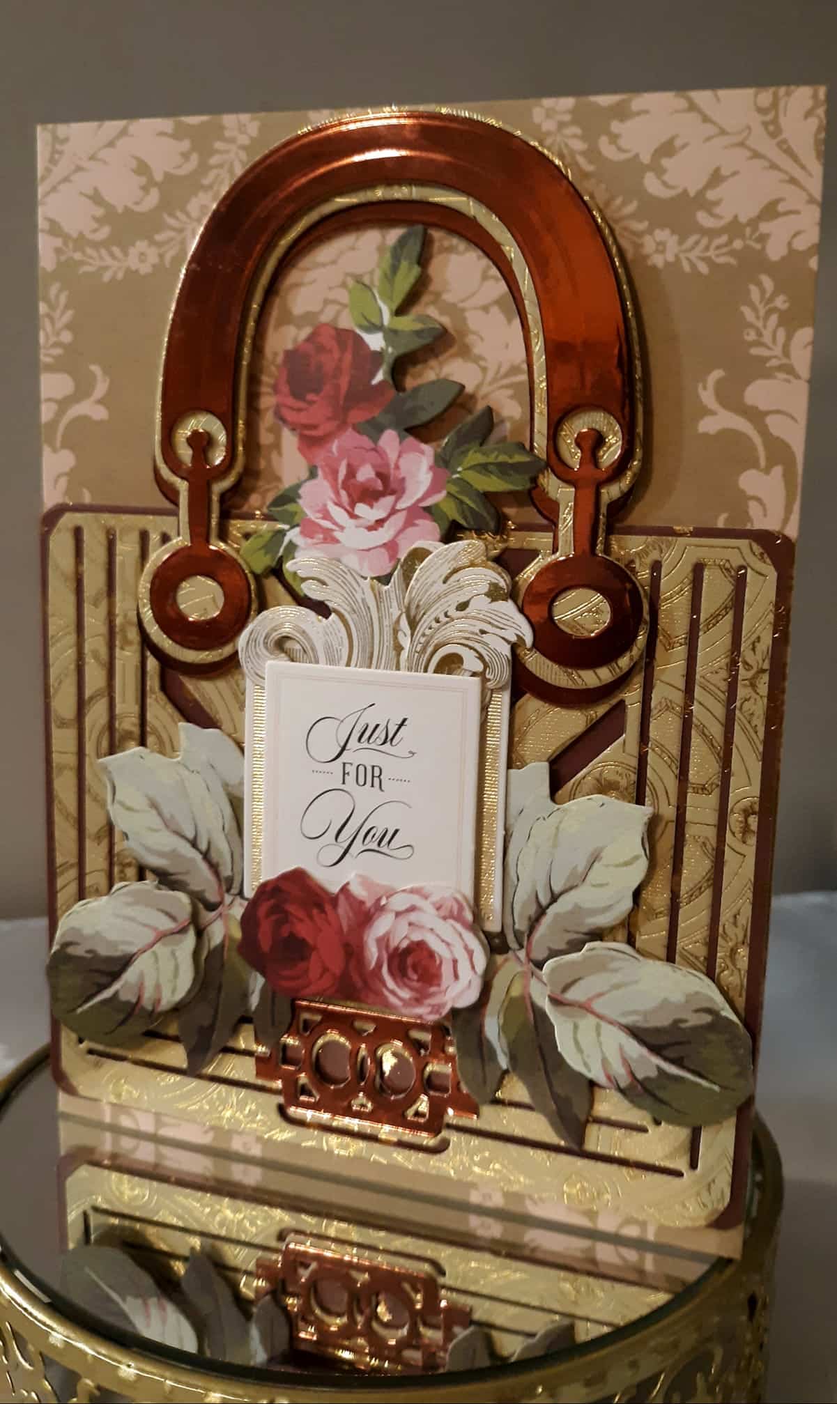 a close up of a card on a table.