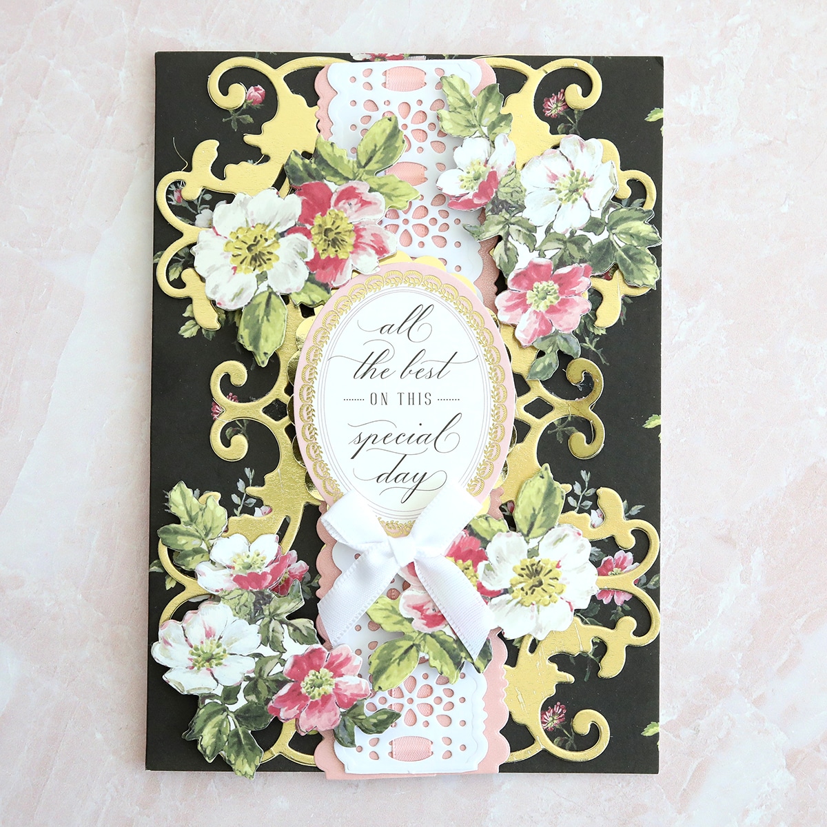 a card with flowers and a quote on it.