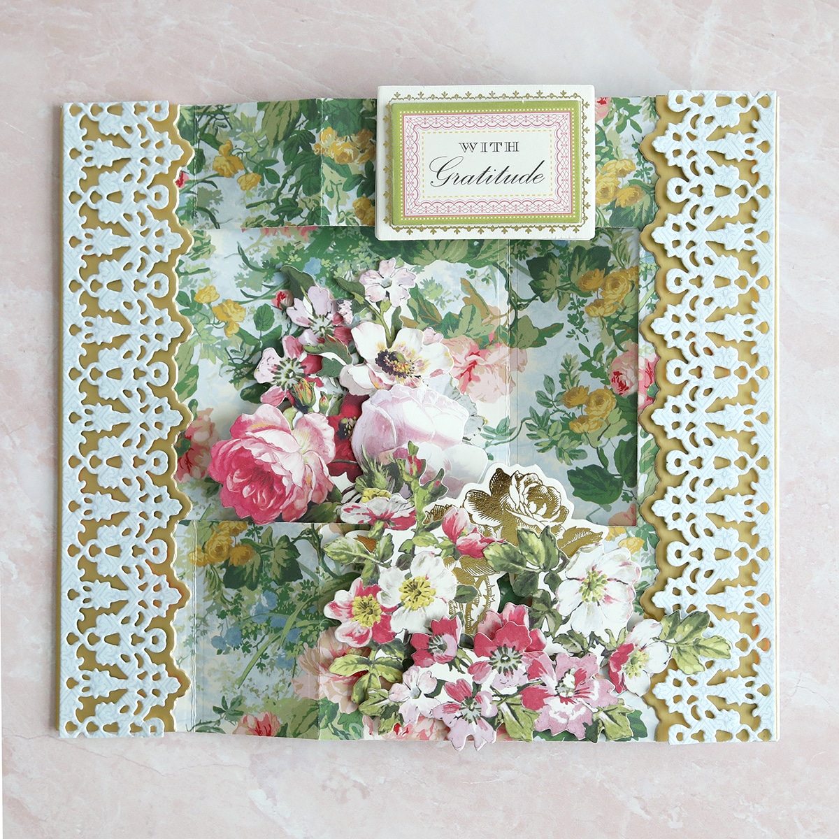 a card with a bunch of flowers on it.