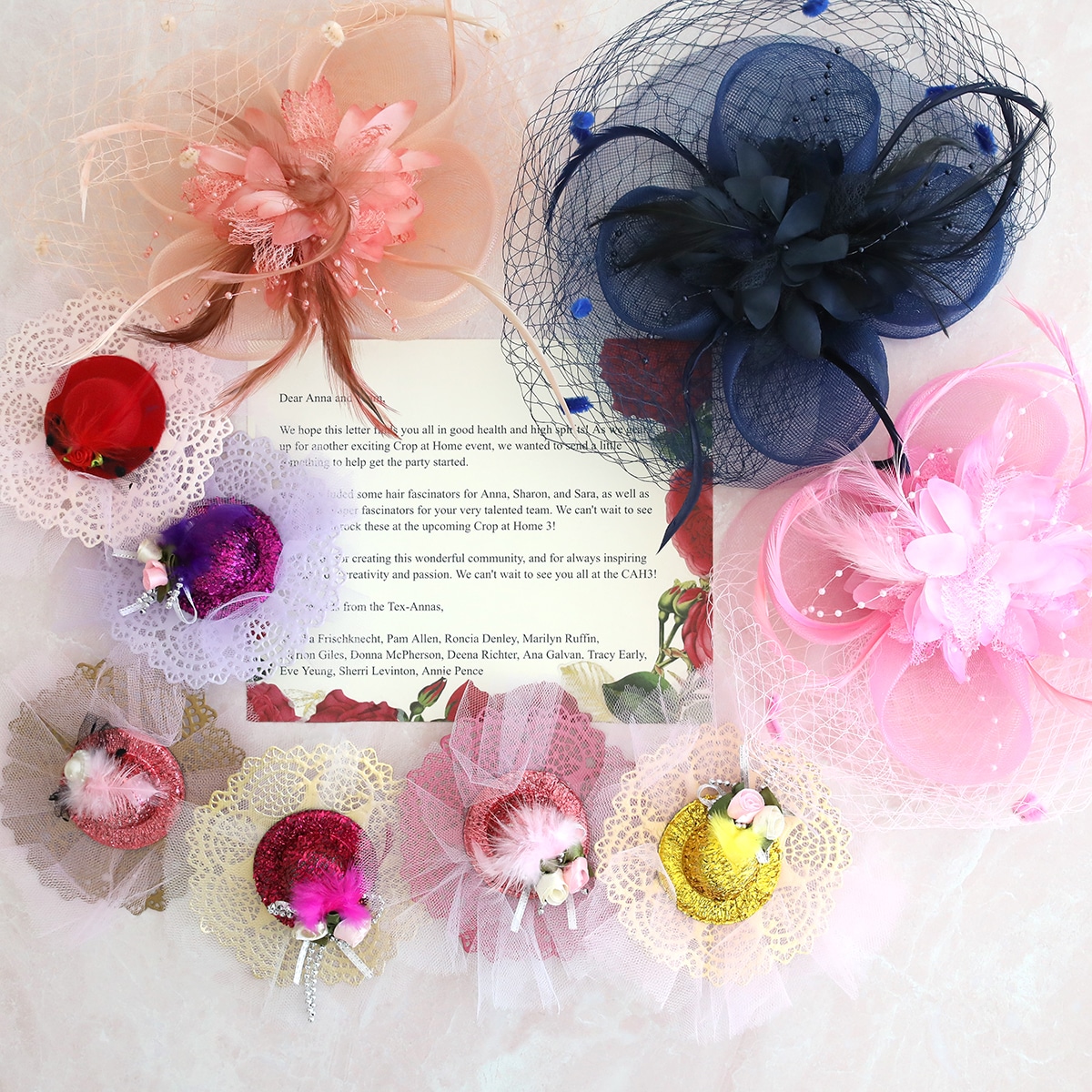 a group of hair accessories sitting on top of a table.