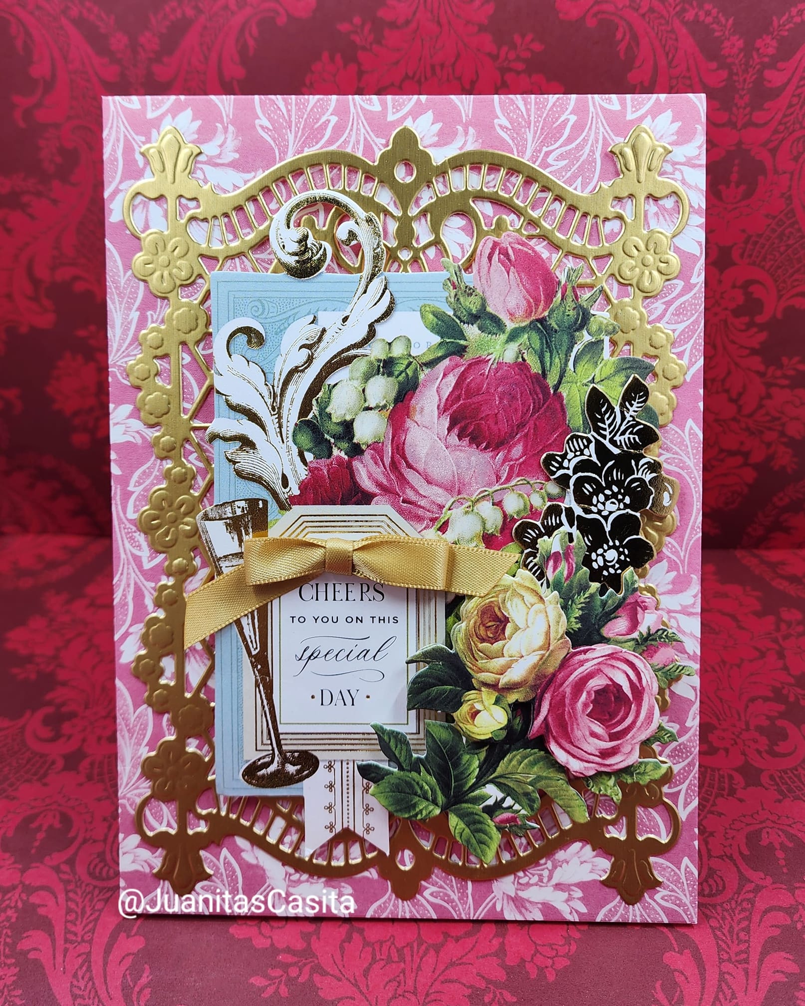 a close up of a card with flowers on it.