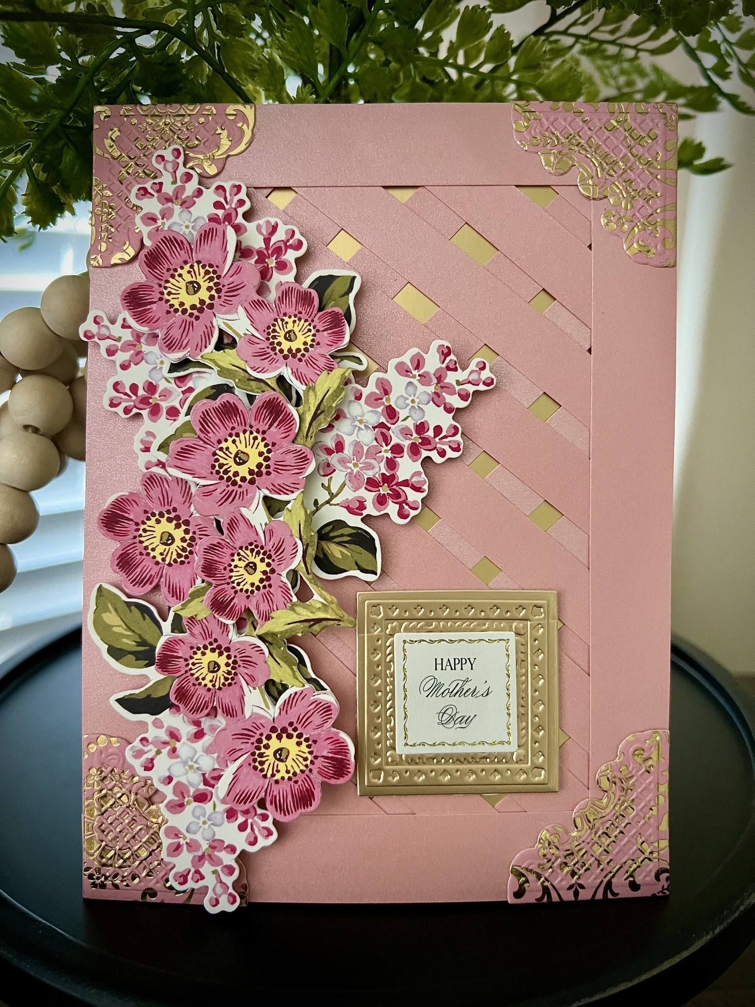 a close up of a card with flowers on it.