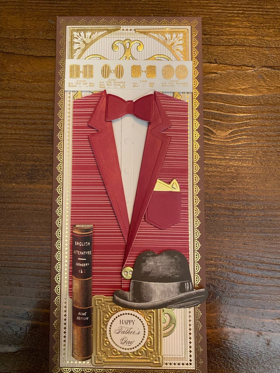 a card with a picture of a man in a suit and hat.