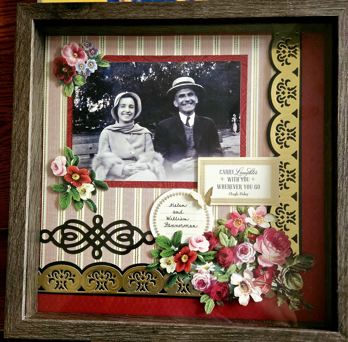 a picture frame with a picture of a man and a woman.