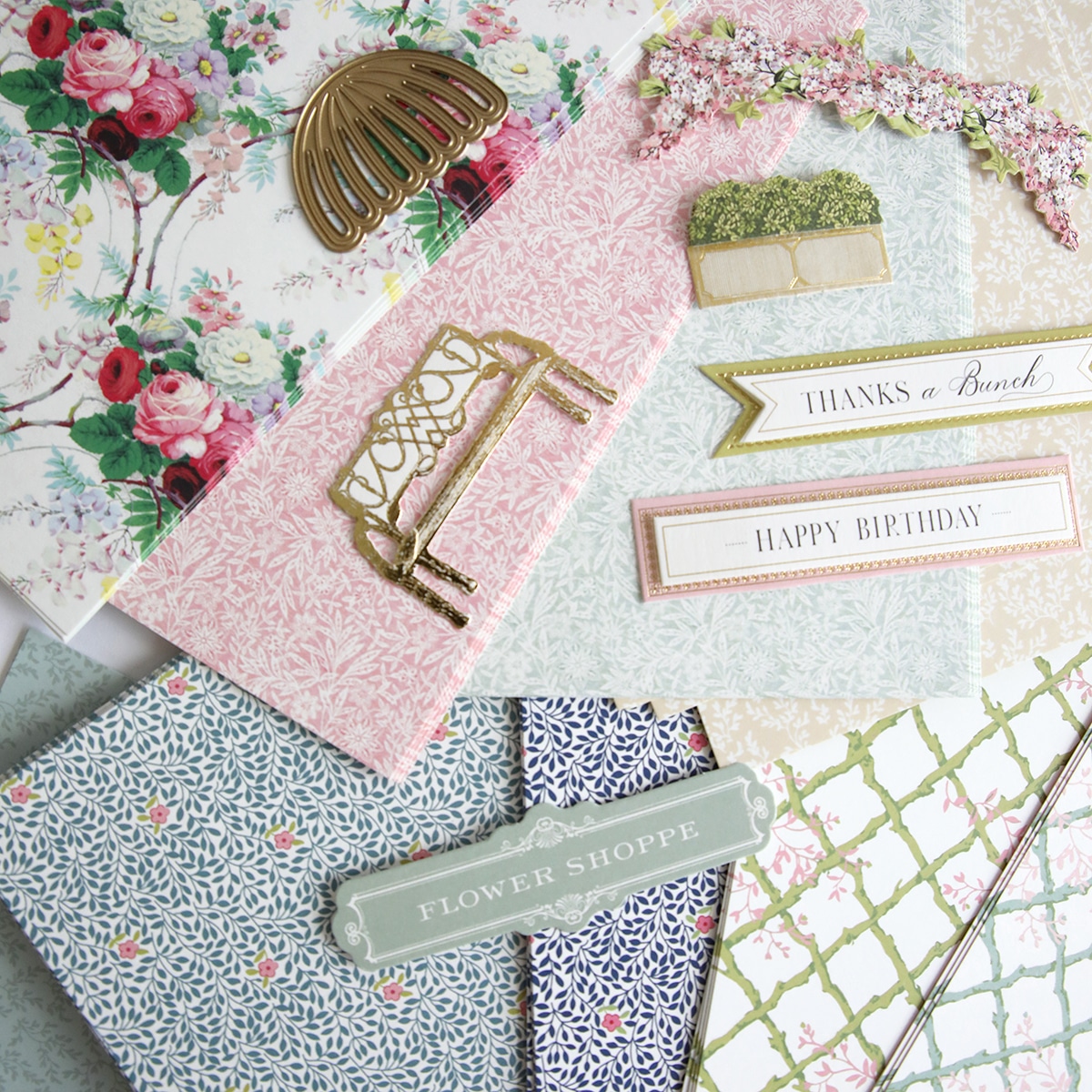 a table topped with lots of different types of cards.