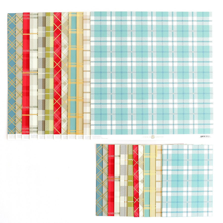 A set of Fall Plaid 12x12 Cardstock with plaid patterns on them.