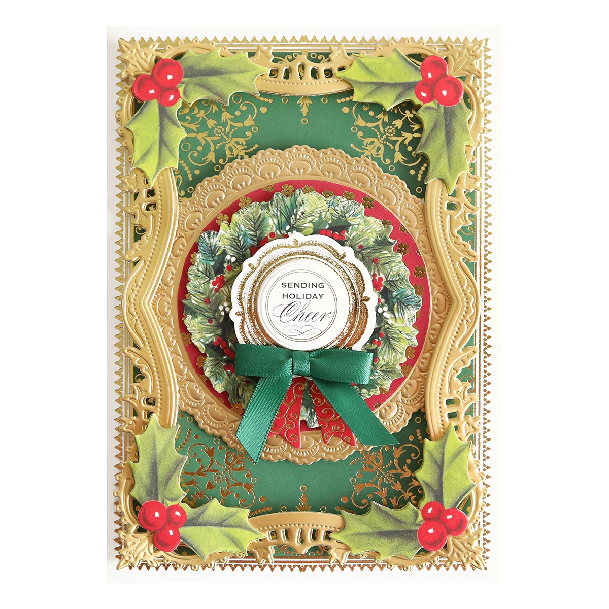 A christmas card with a Retro Holly Sticker Bundle on it.