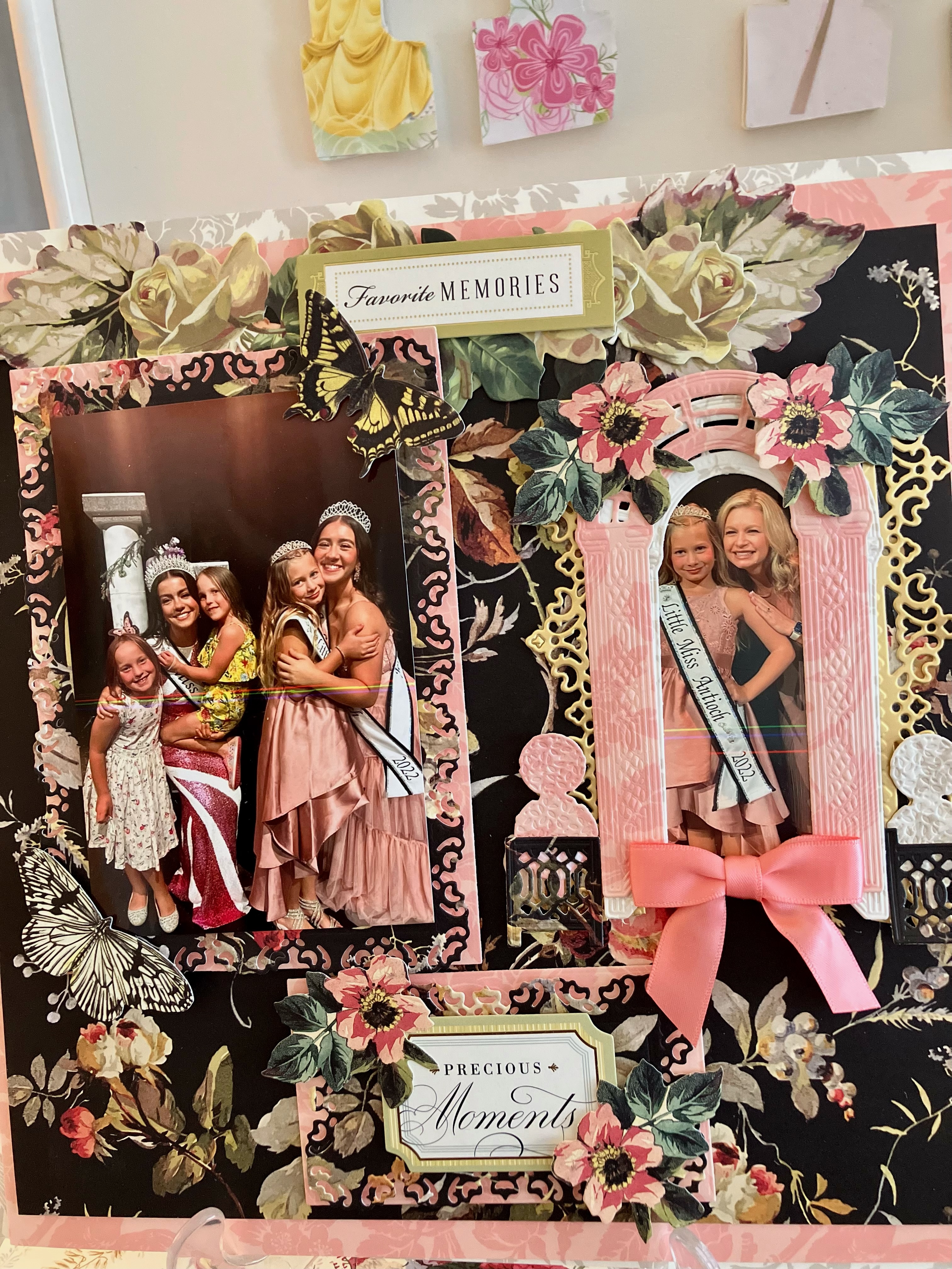 A scrapbook page with pictures of girls.