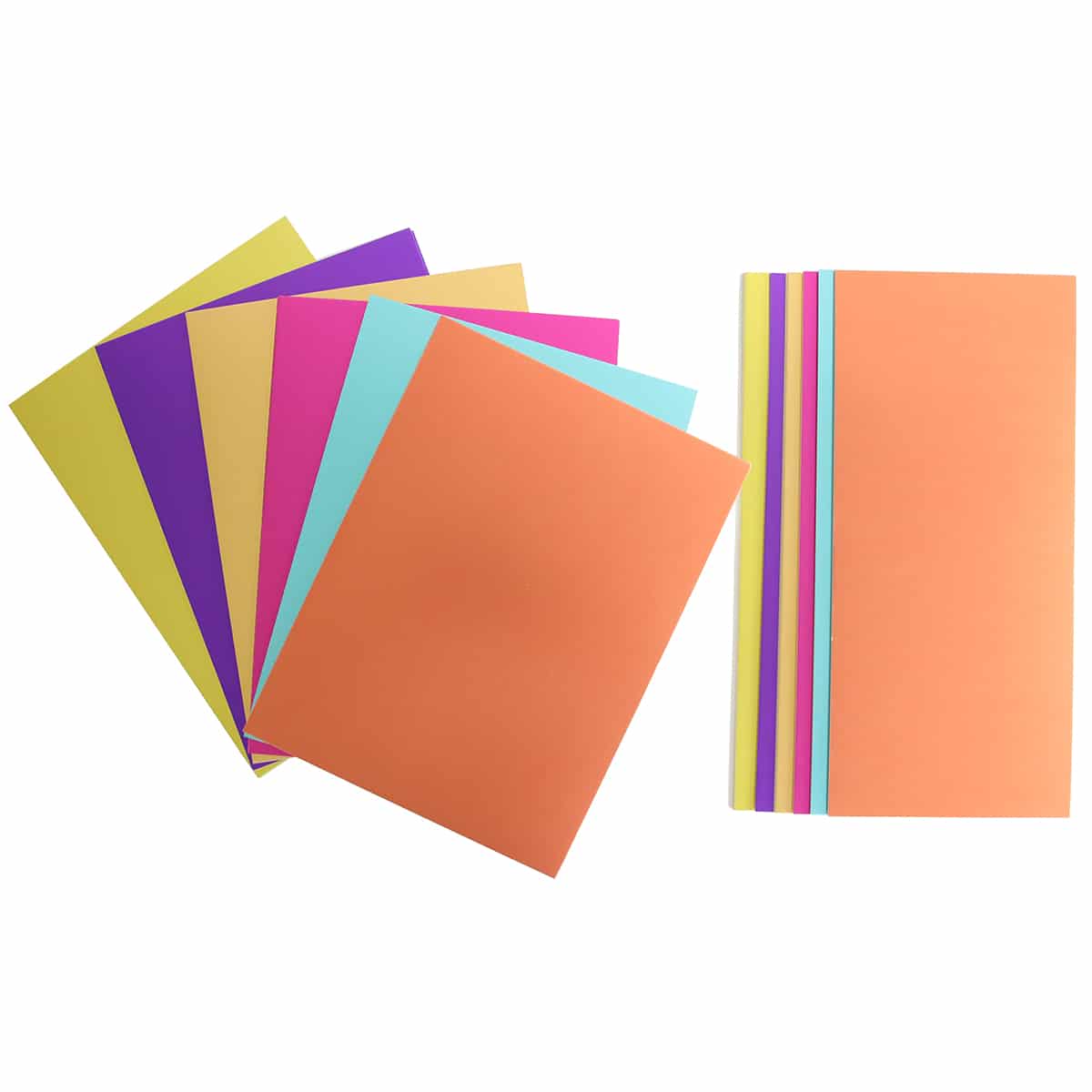 A set of colored paper with a rainbow stripe.