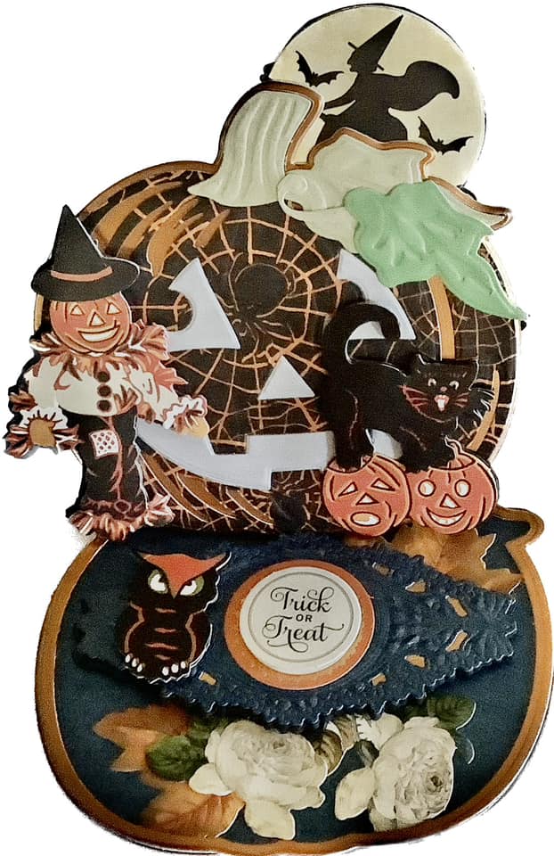 A halloween pop up card with a witch and owl on it.
