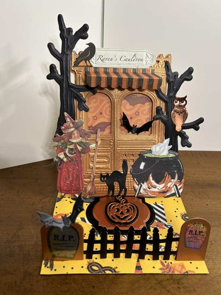 A pop up card with a halloween scene.