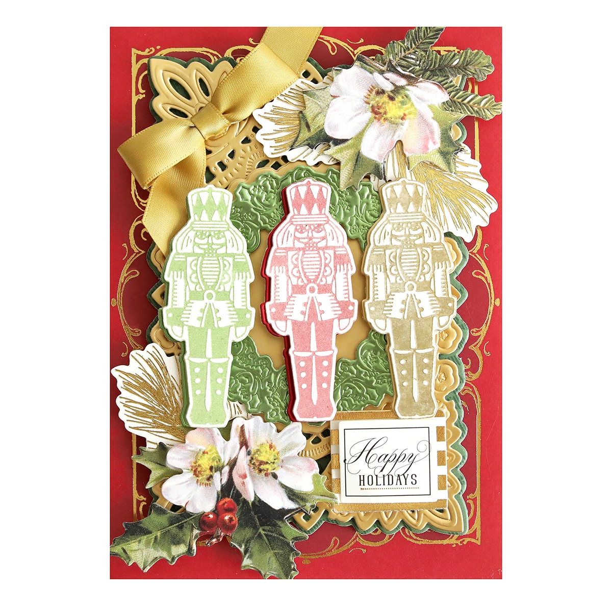 A card with three nutcrackers on it.