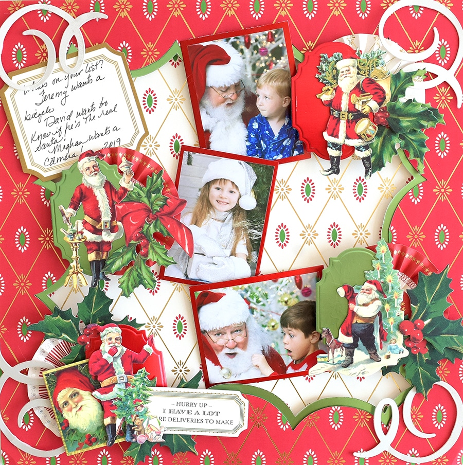 A christmas scrapbook page with santa claus.