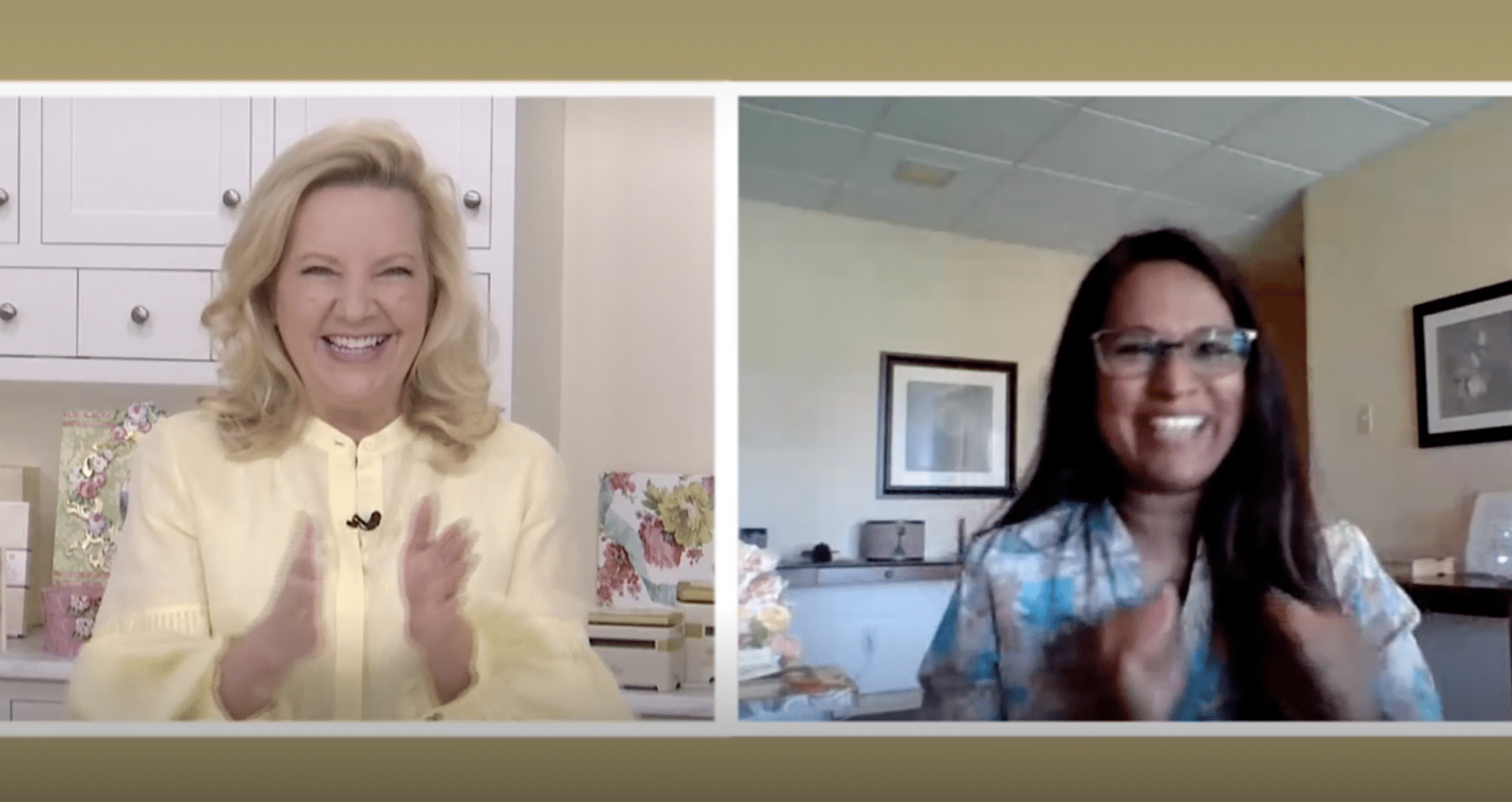 Two pictures of a woman talking on the phone.