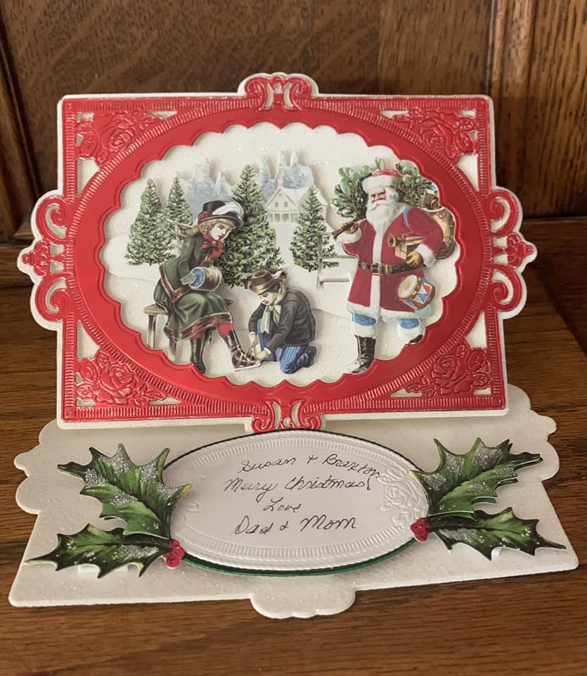 Vintage santa claus christmas card.