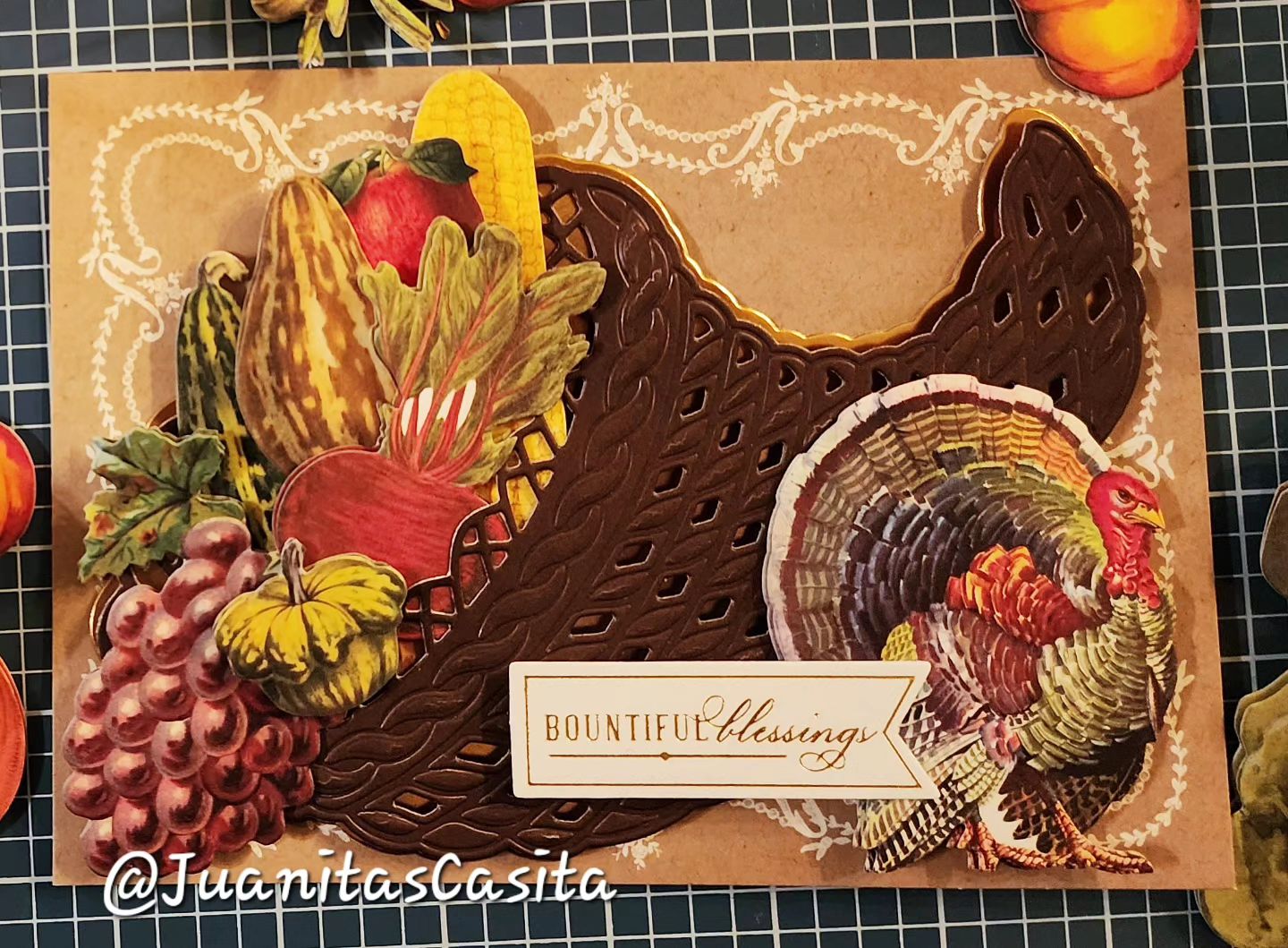 A thanksgiving card with a turkey on it.