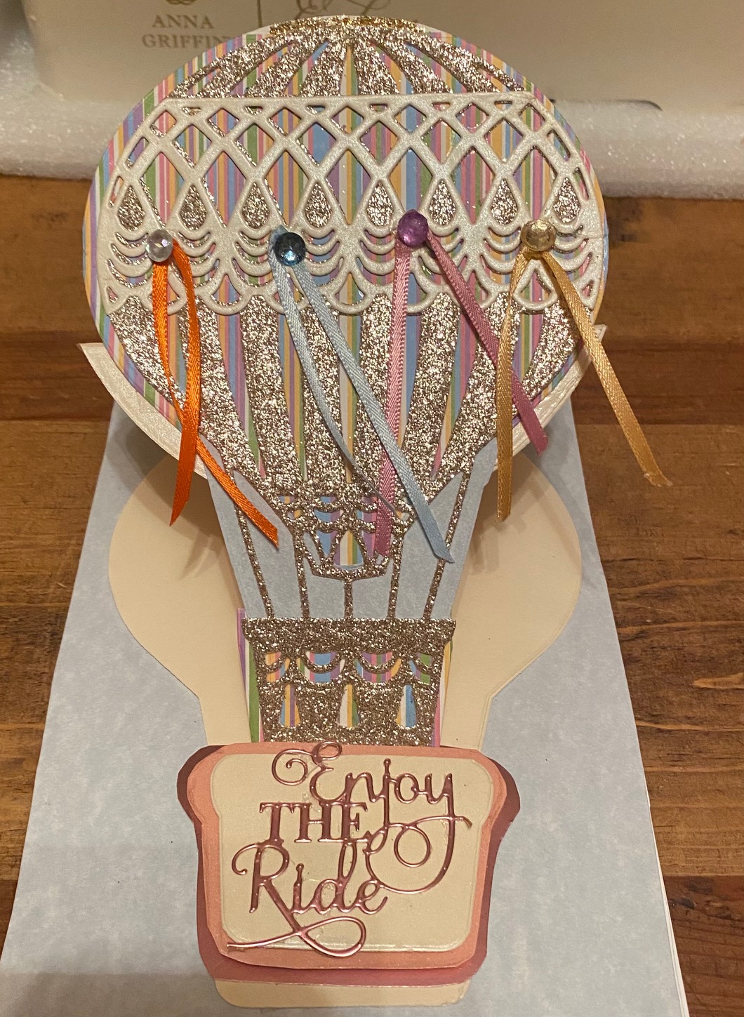 A pop up card with a hot air balloon on it.
